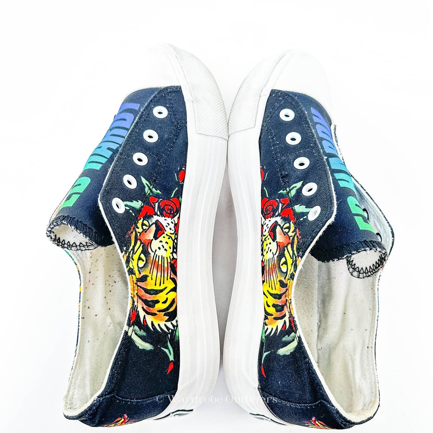 Y2K Ed Hardy Poppy Laceless Canvas Slip On Sneakers