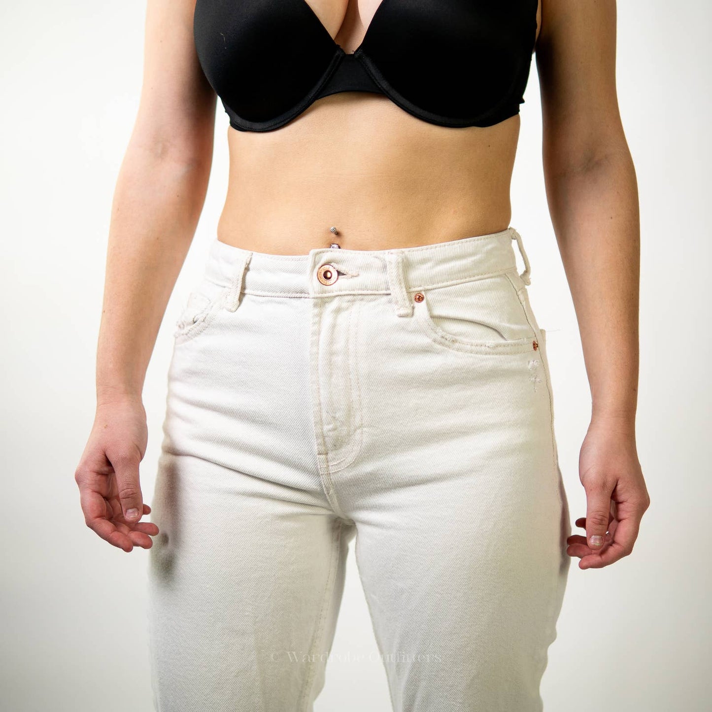 Bershka White Denim High Rise Mom Jeans - 2