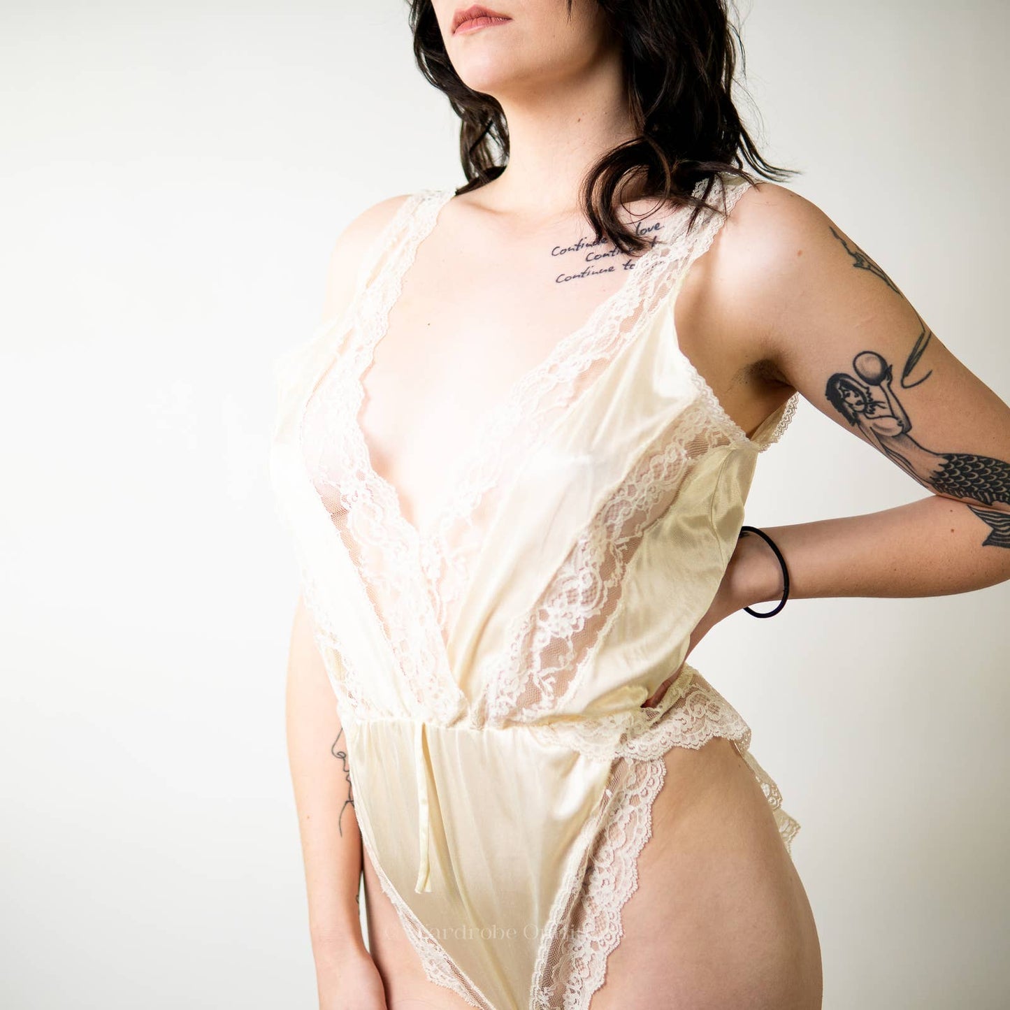 Vintage 80s Frilly Lace Bodysuit Lingerie