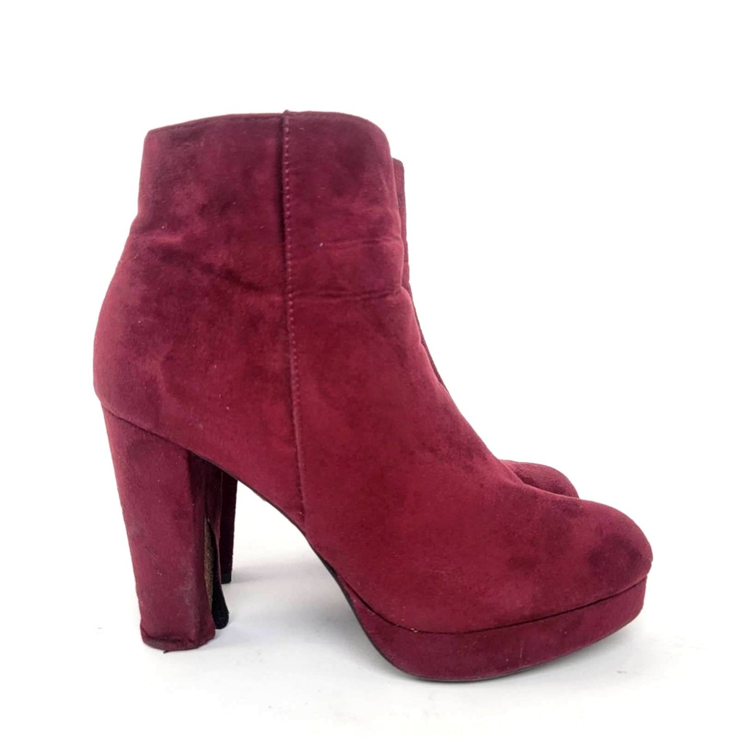 Chunky Platform Heel Faux Suede Ankle Booties - 9