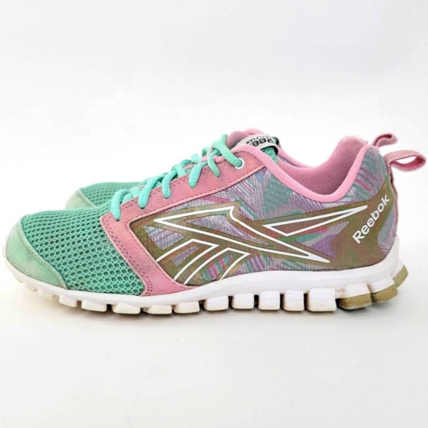 Reebok Realflex SmoothFlex CushRun Cotton Candy Lace Up Athletic Sneakers