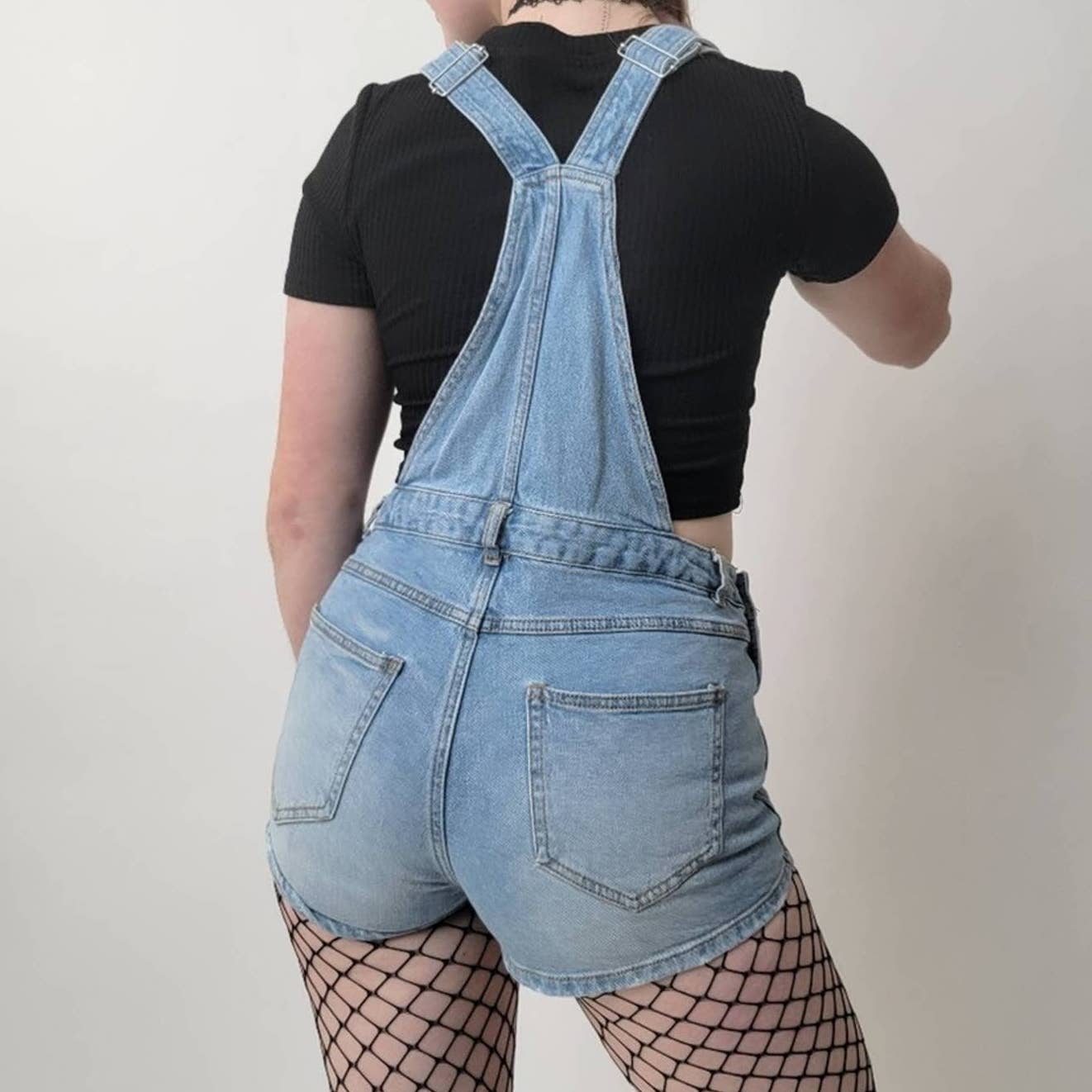 Love Tree Denim Shorts Overalls - M
