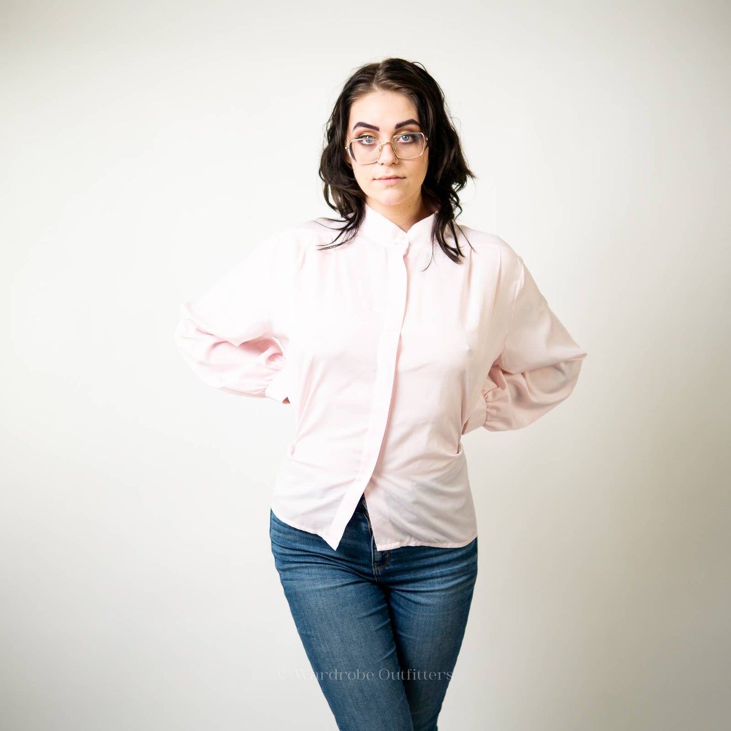 Vintage 80s Pastel Button Up Blouse