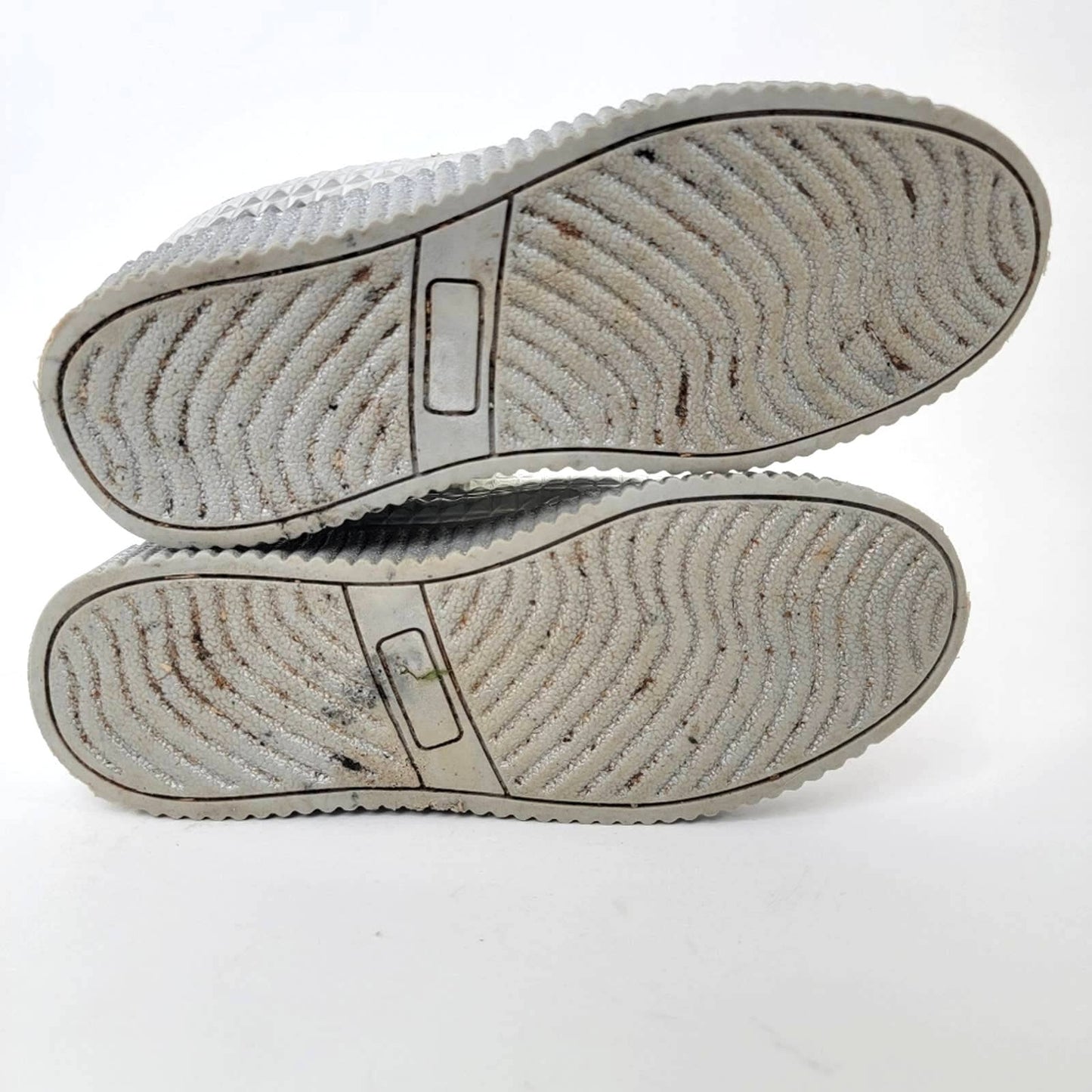 Chrome Lace Up Platform Silver Sneakers - 9