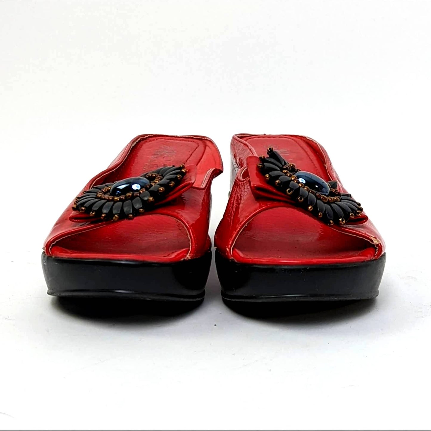 Helen's Heart Red Medallion Hidden Platform Wedge Slides - 9