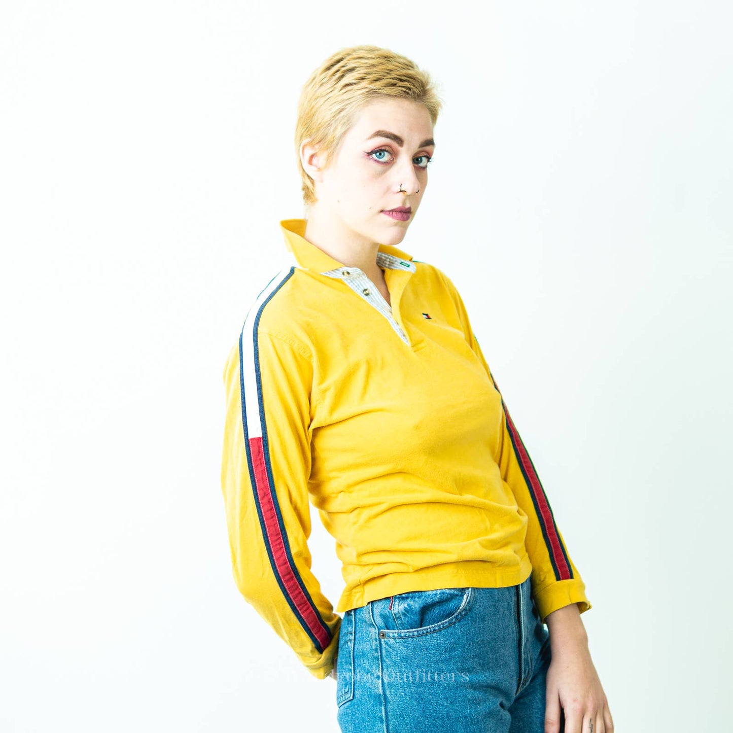 Vintage Y2K Tommy Hilfiger Color Block Long Sleeved Rugby Shirt
