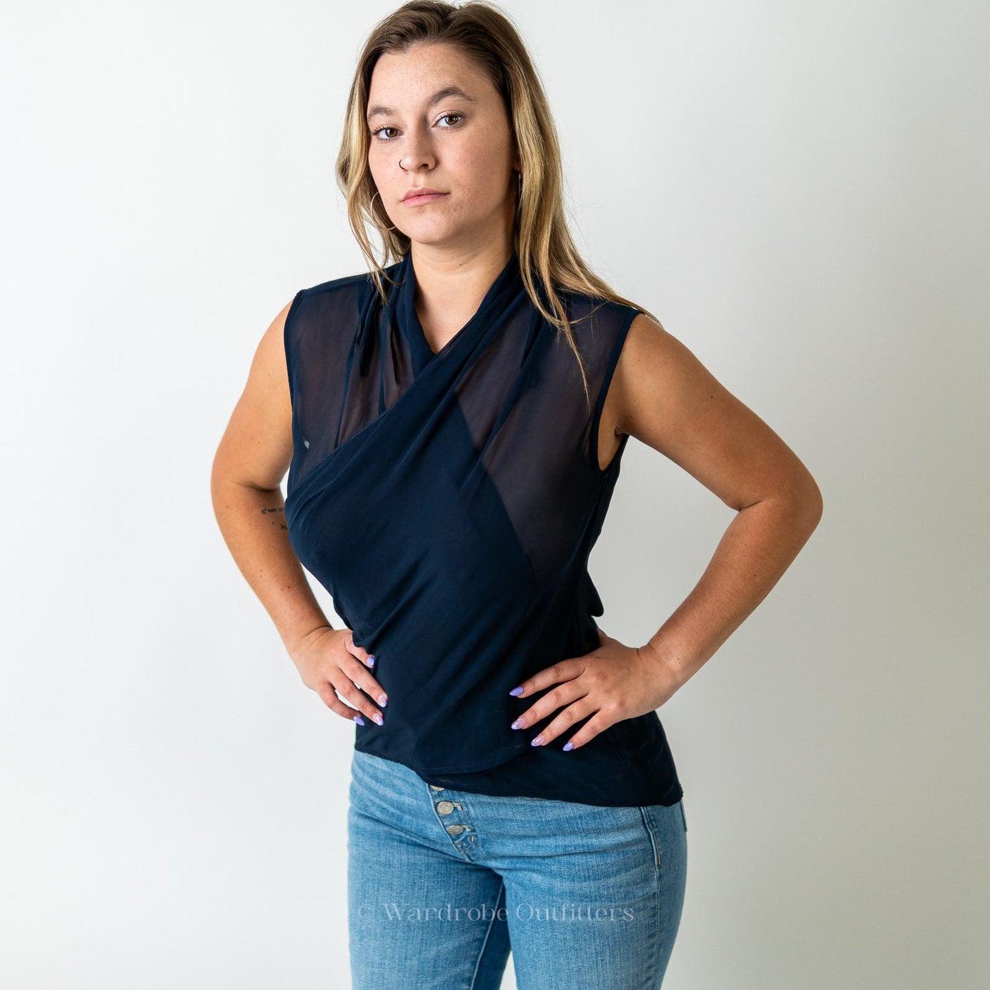 Ro & De Anthropologie Sheer Mesh Cami Blouse