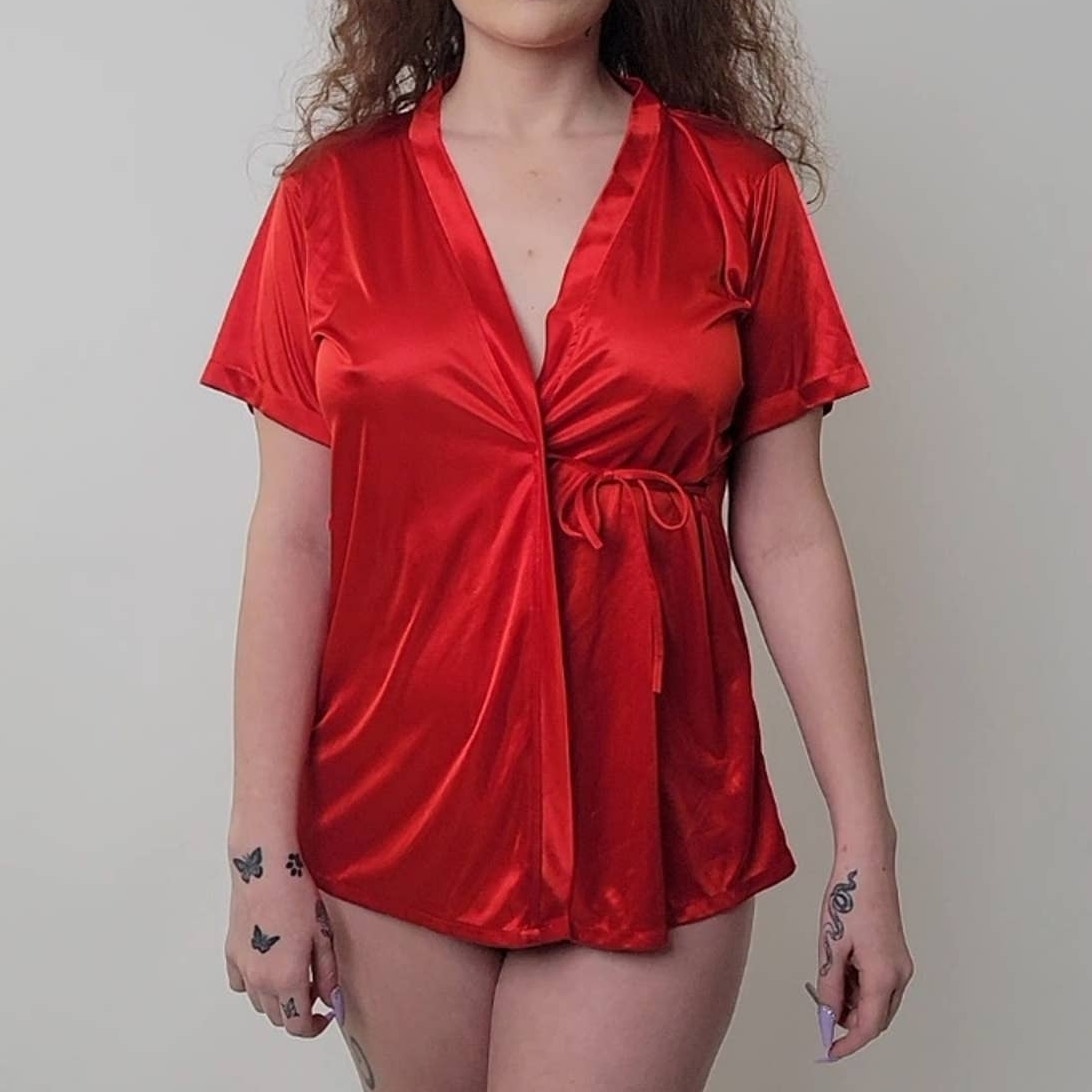 Vintage y2k Silky Babydoll Top Sleep Shirt Pajama Nightie - S