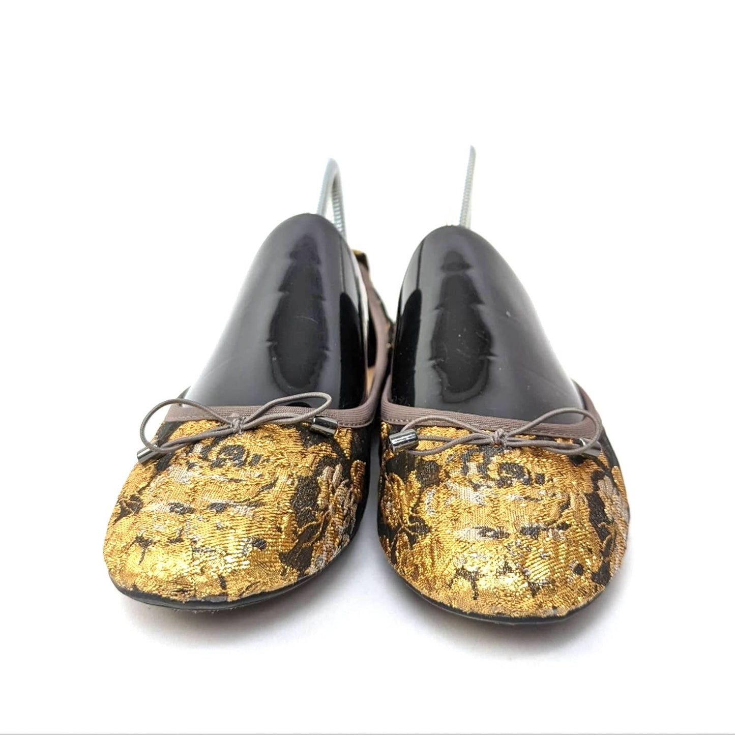 Jessica Simpson Nolan Bow Shimmery Gold Floral Ballet Flats - 7.5