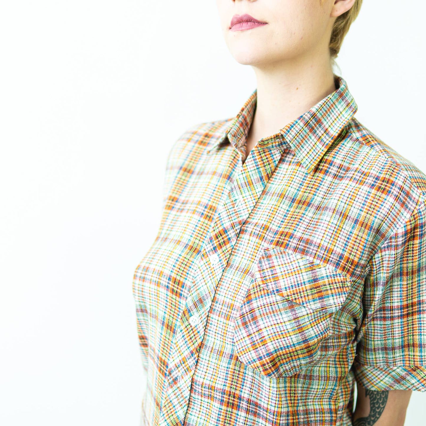 1970s Alfie California Multicolor Plaid Button Down Flannel Shirt - M
