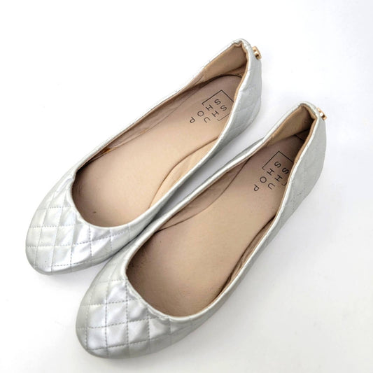 Silver Quilted Slip On Ballet Flats - 8