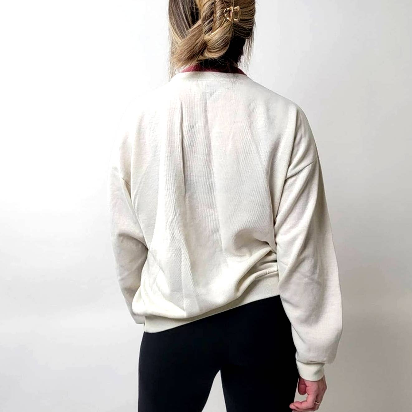 Vintage 90s Floral Cottagecore Chunky Knit Sweatshirt - S