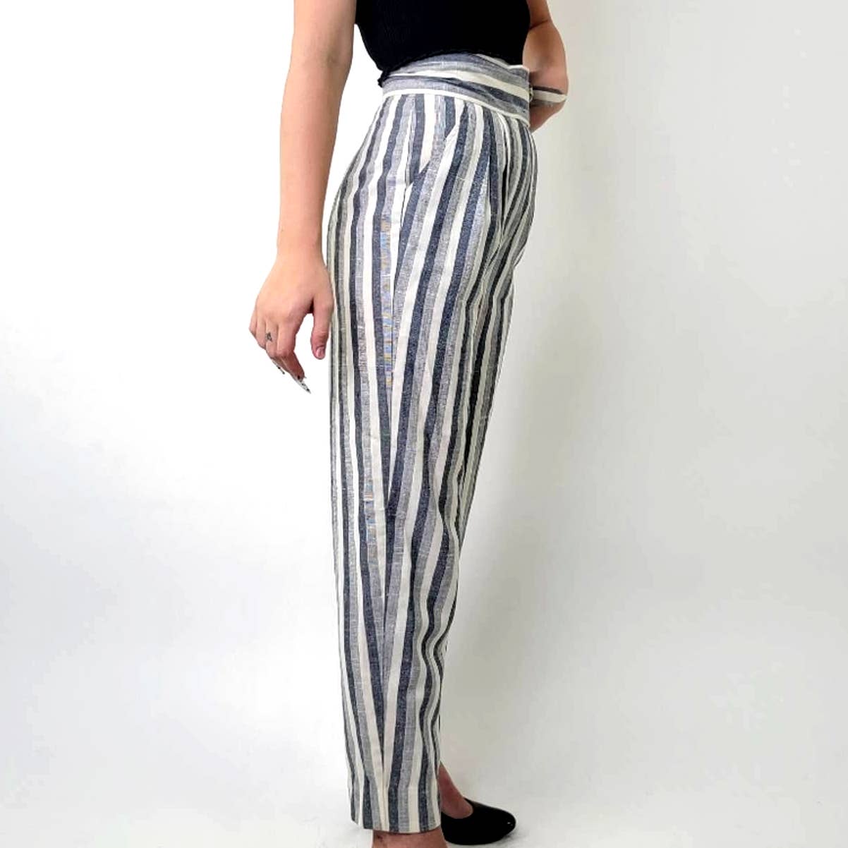 Vintage 70s Stonybrook Striped High Rise Straight Leg Pants