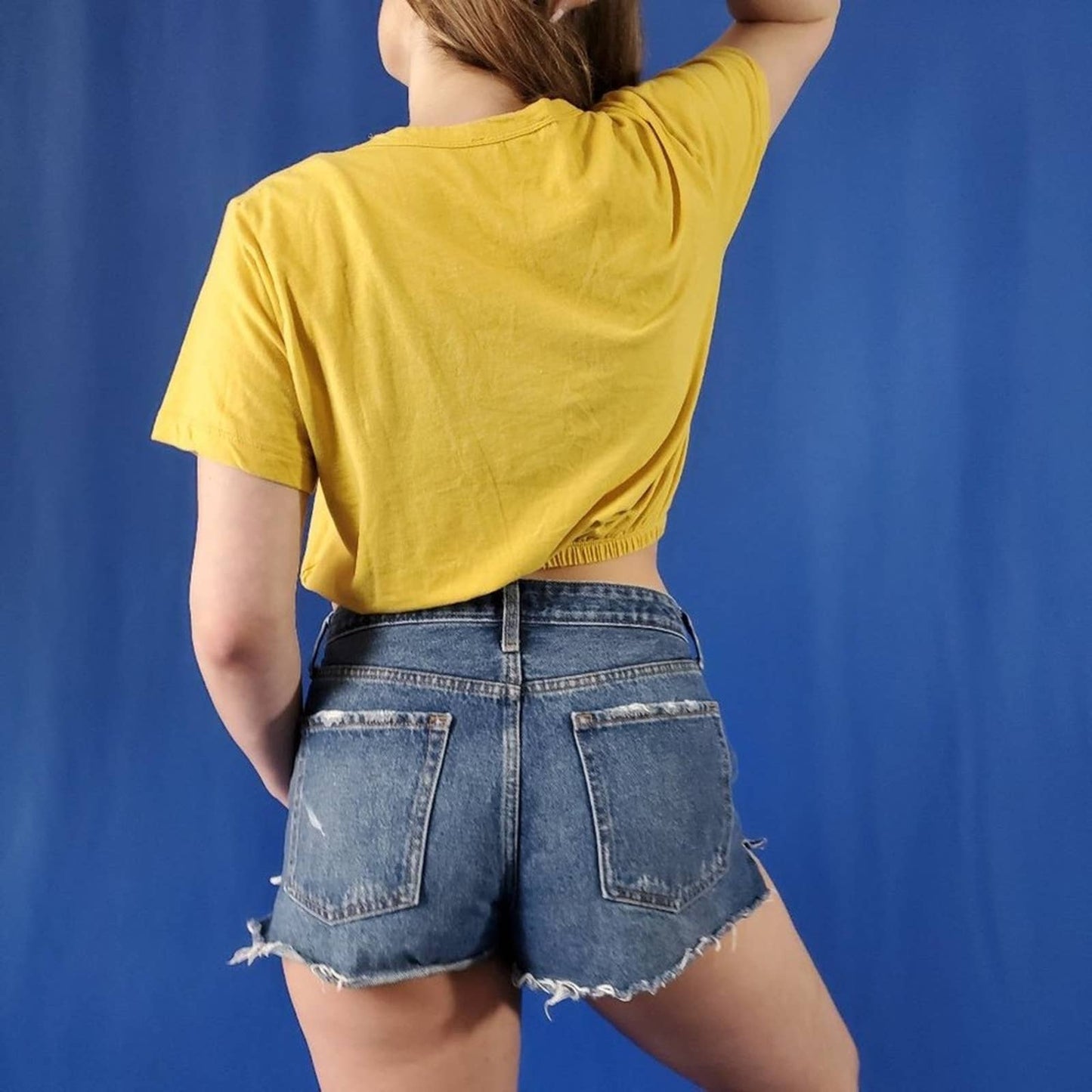 Cute Sunshine Yellow Crop Top Tee - L