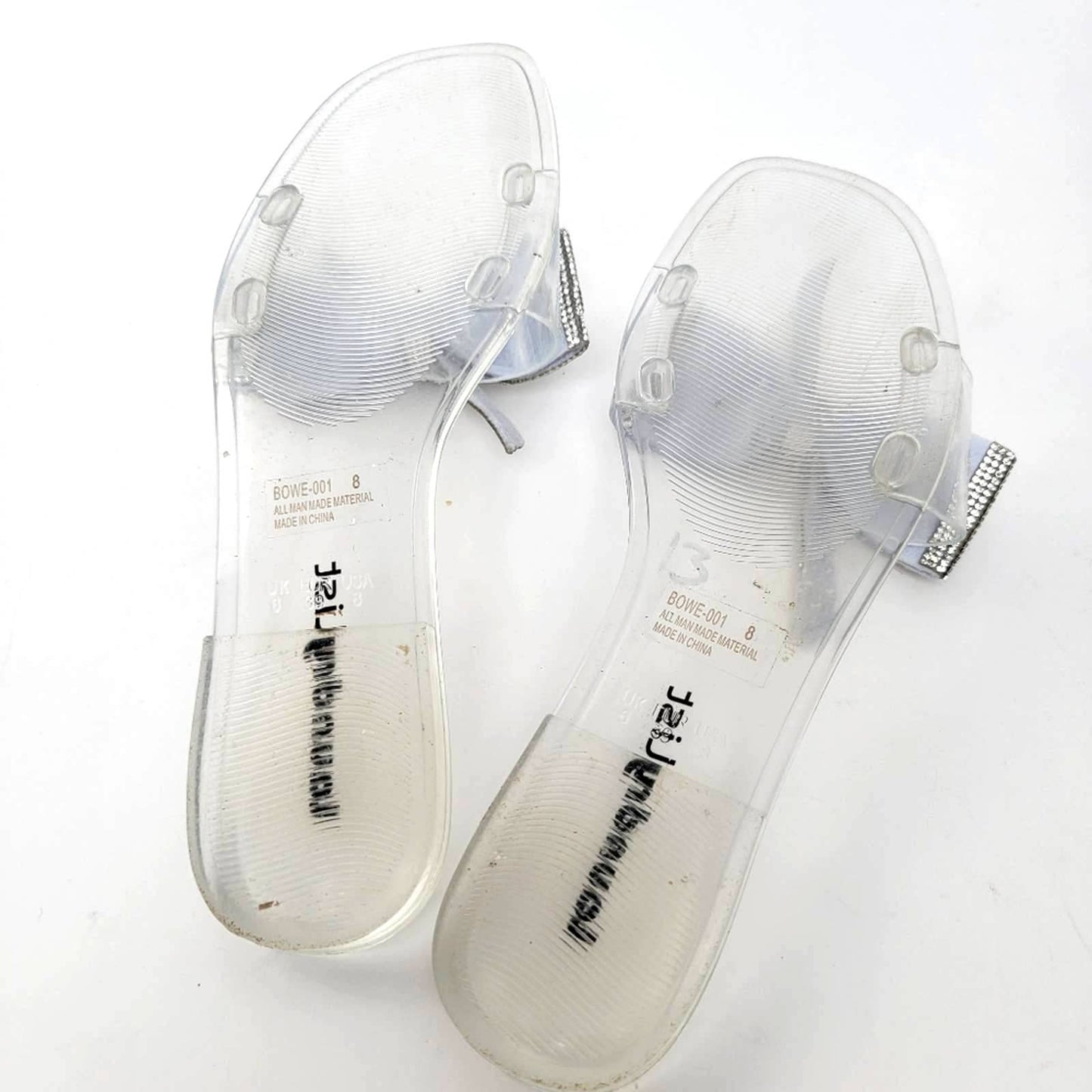 Laundry List Clear Jelly Sandals With Gem Bling - 8