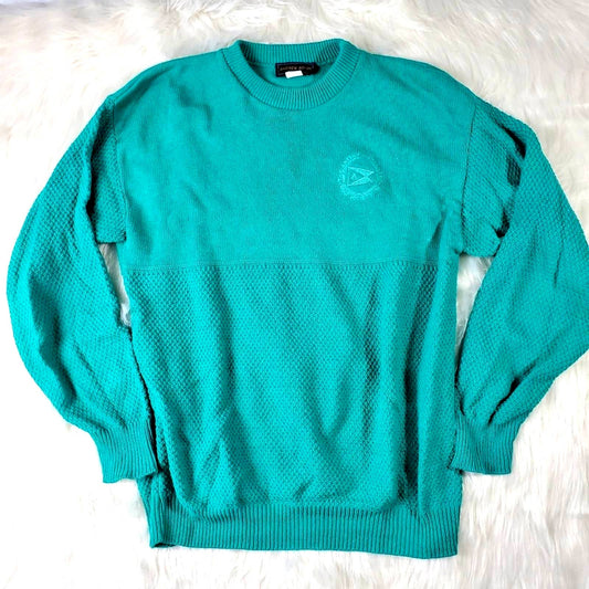 Vintage 90s Andrew Rohan Boating Society Chunky Teal Sweater - L