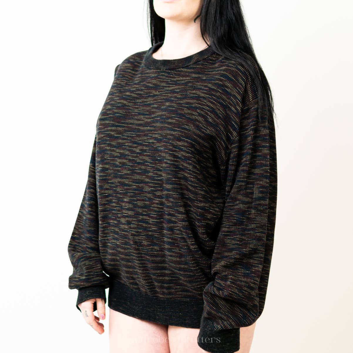 Vintage 90s Chunky Crochet Knit Multicolor Sweater by Greg Norman - L