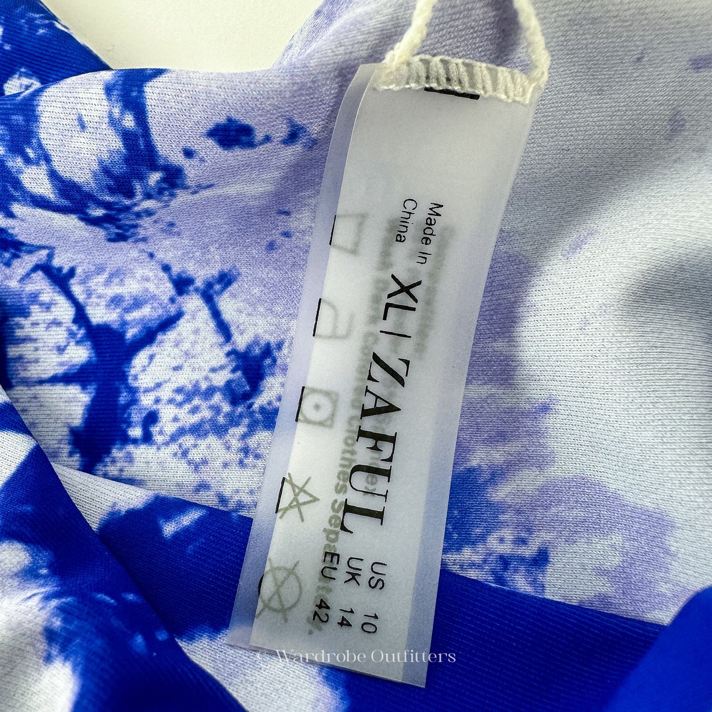 Blue & White Tie Dye Marble Triangle Cut Bikini Bottoms