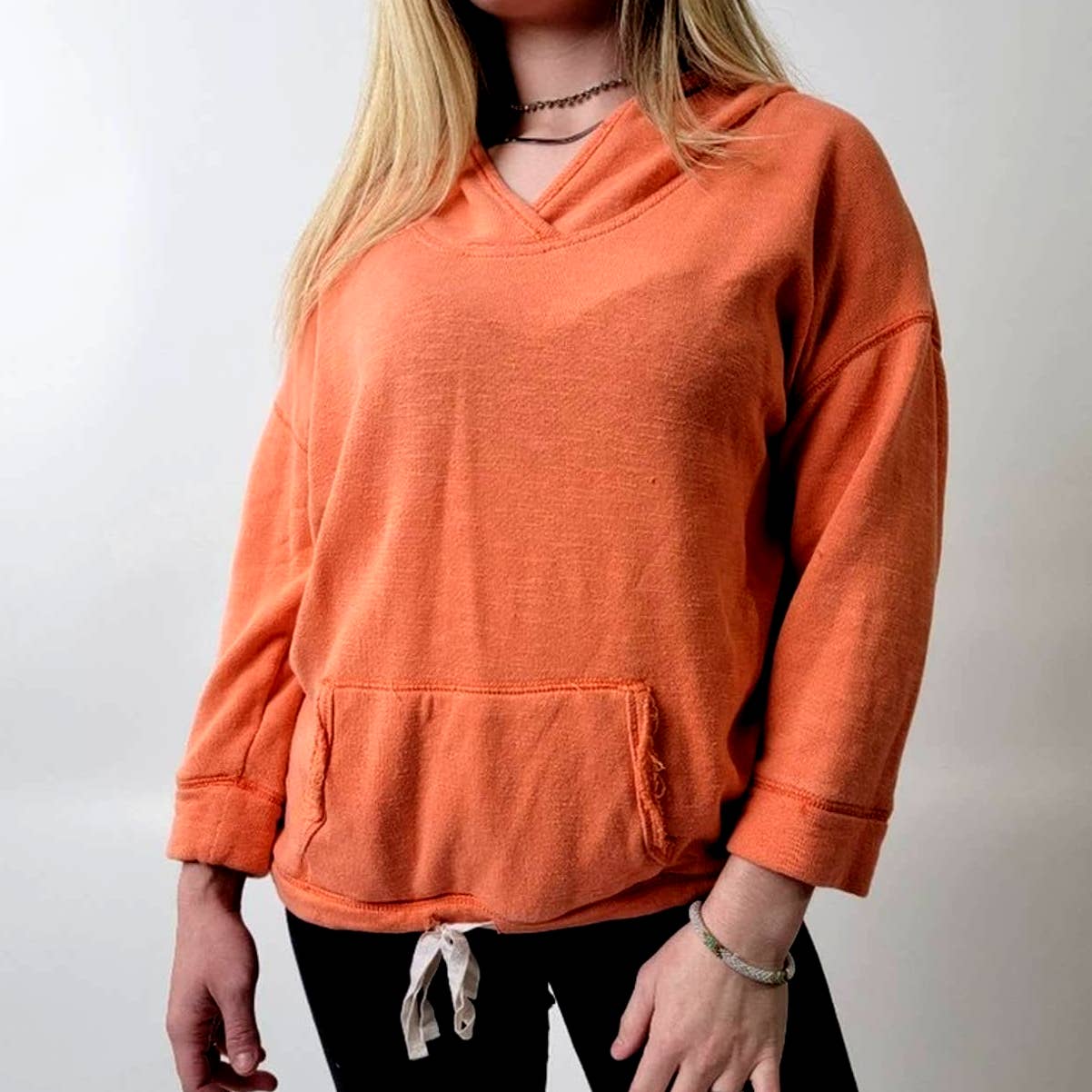 Aerie Burnt Orange Linen Hoodie - L