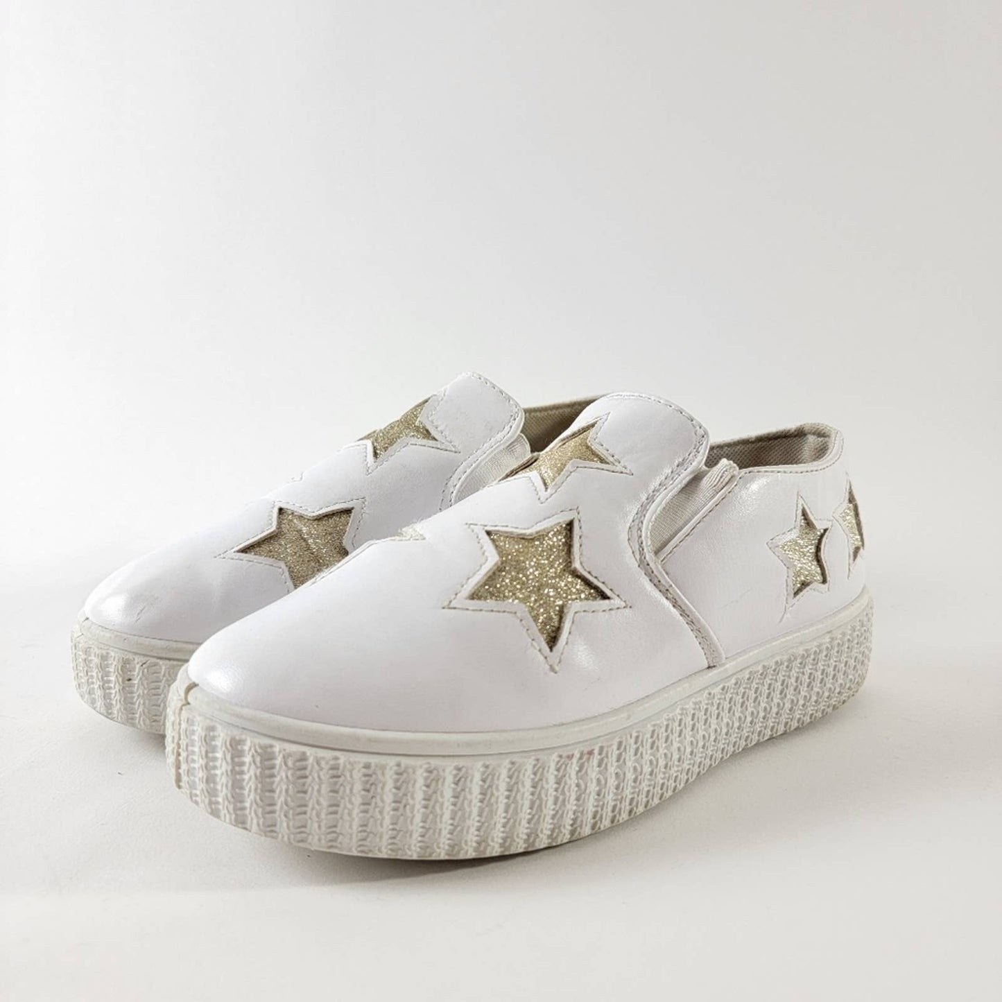 Chunky White Leather Platform Sneakers - 7