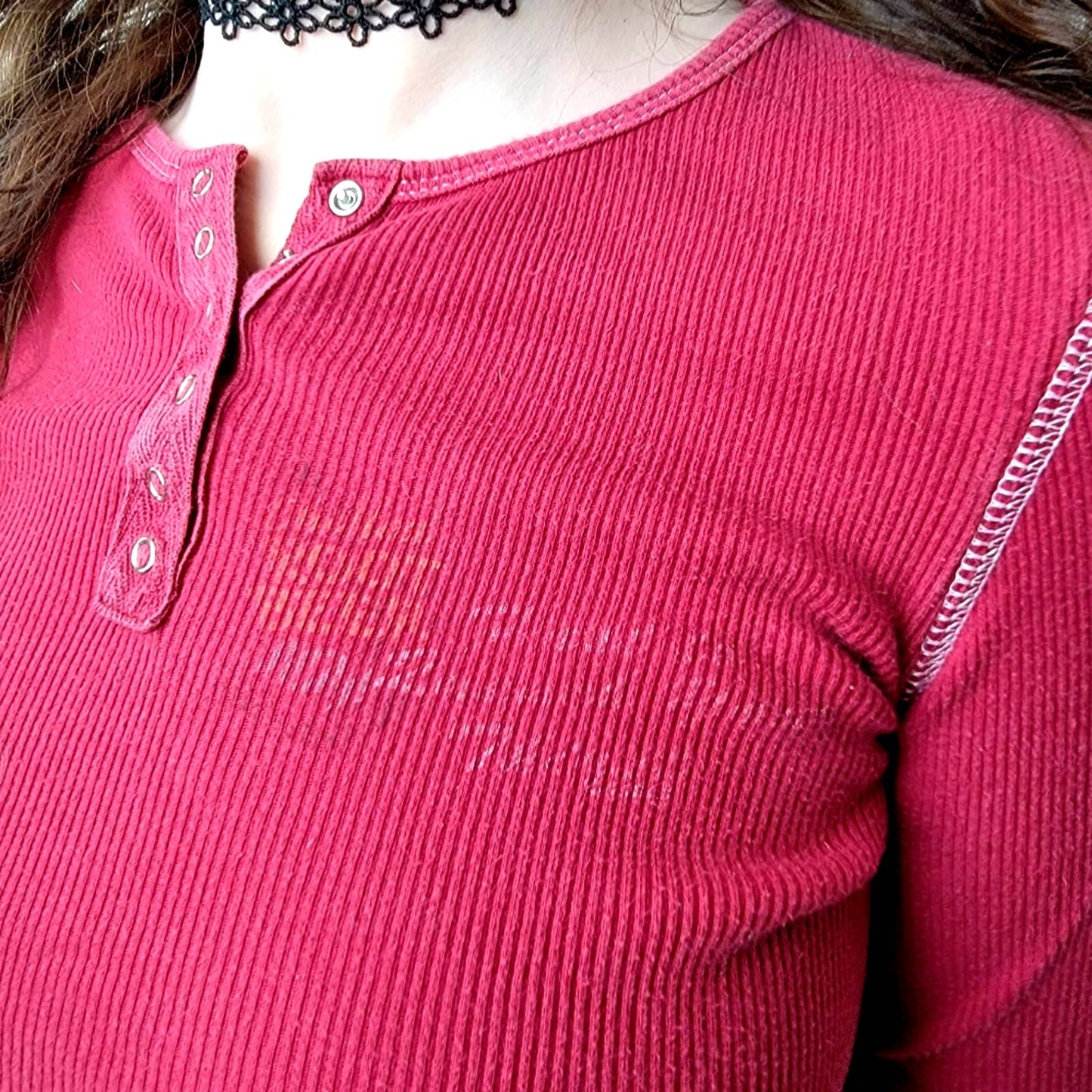 Vintage Y2K Cropped Frilly Long Sleeve Tee Shirt - L