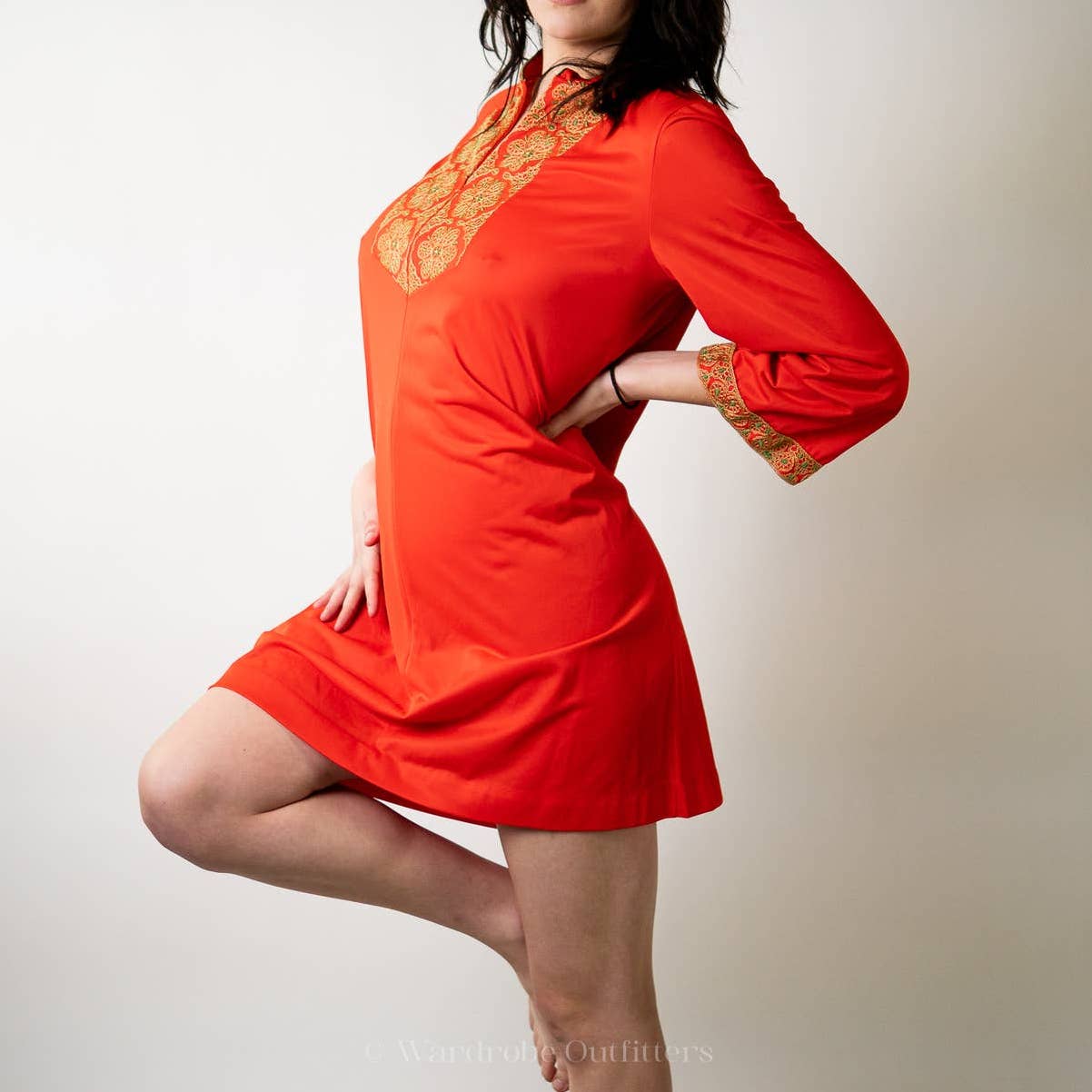 Vintage 1960's Embroidered Gossard Artemis Coral Dress - M
