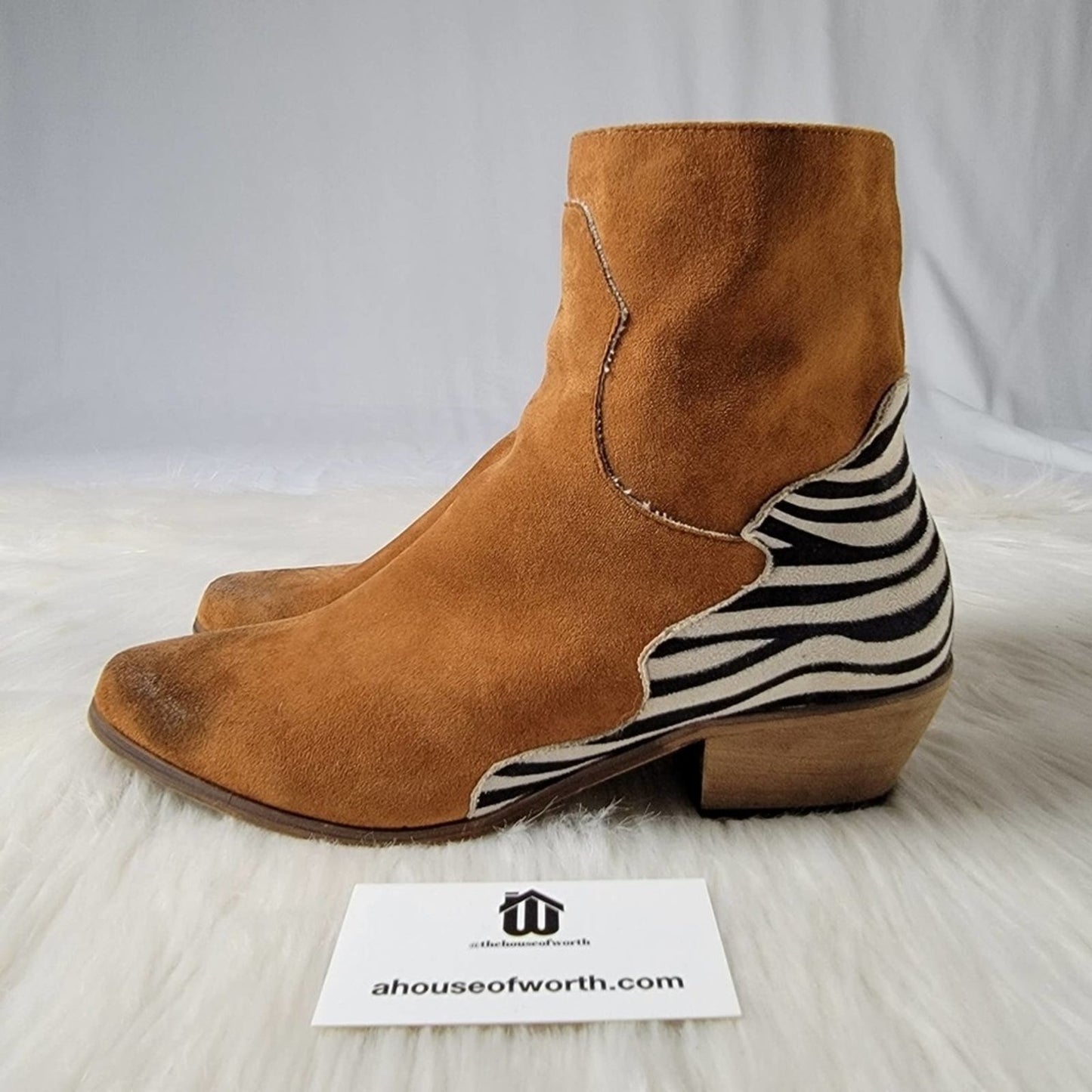 Joli Zebra Animal Print Suede Leather Chelsea Boot - 9