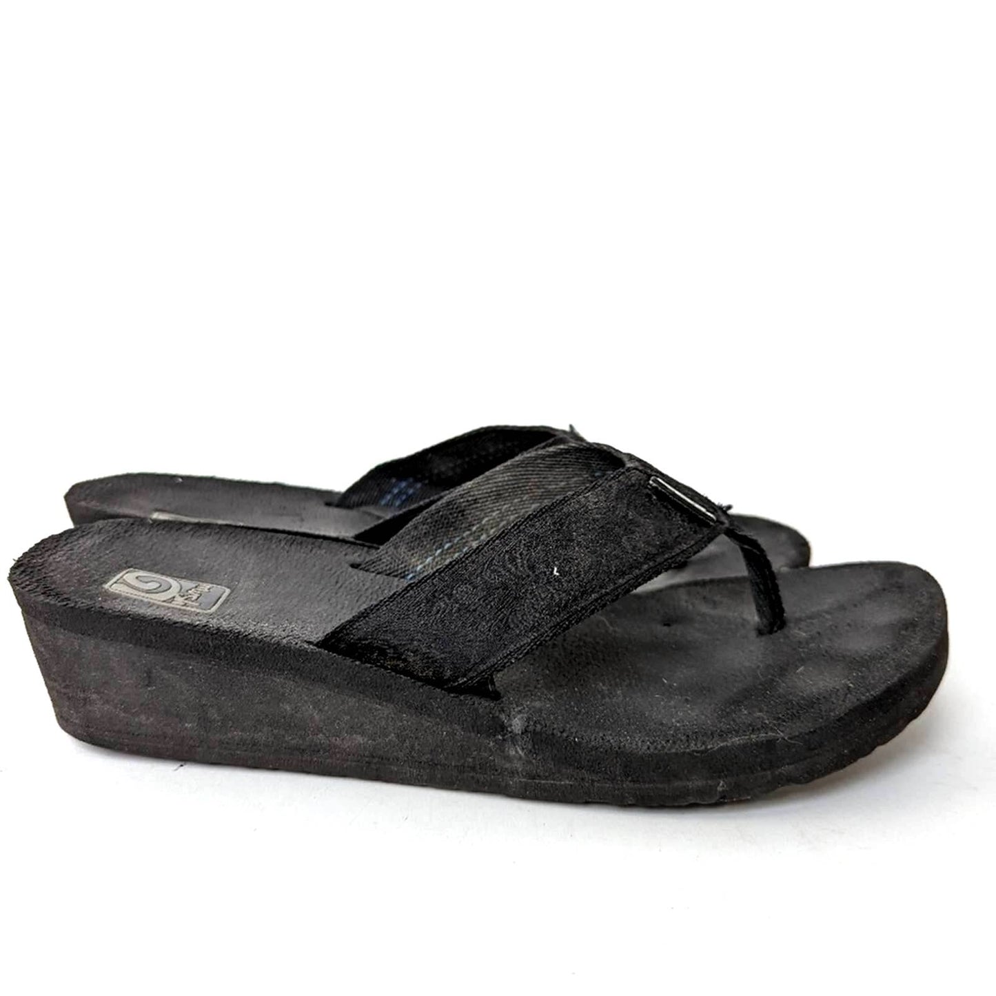 Teva Mush Black Wedge Flip Flop Sandals