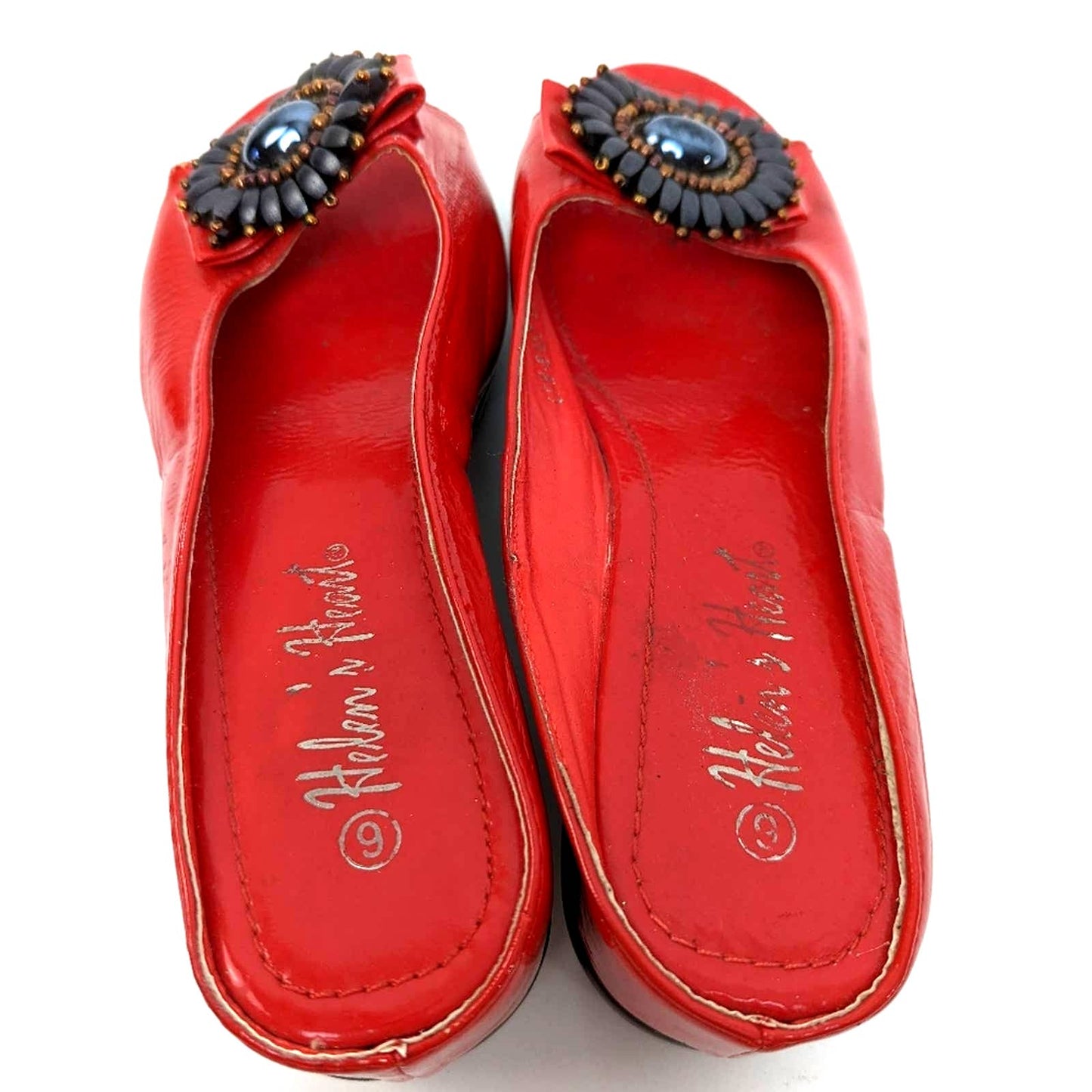 Helen's Heart Red Medallion Hidden Platform Wedge Slides - 9