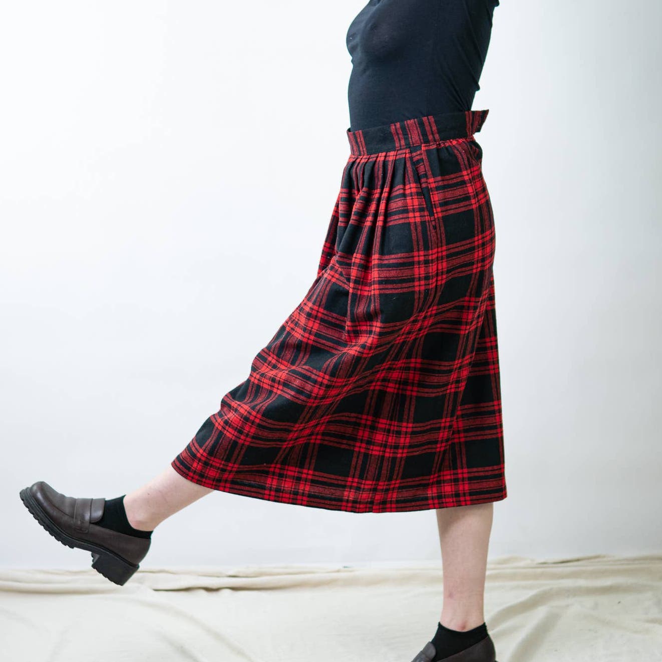 Vintage 90s Red Buffalo Plaid Skirt