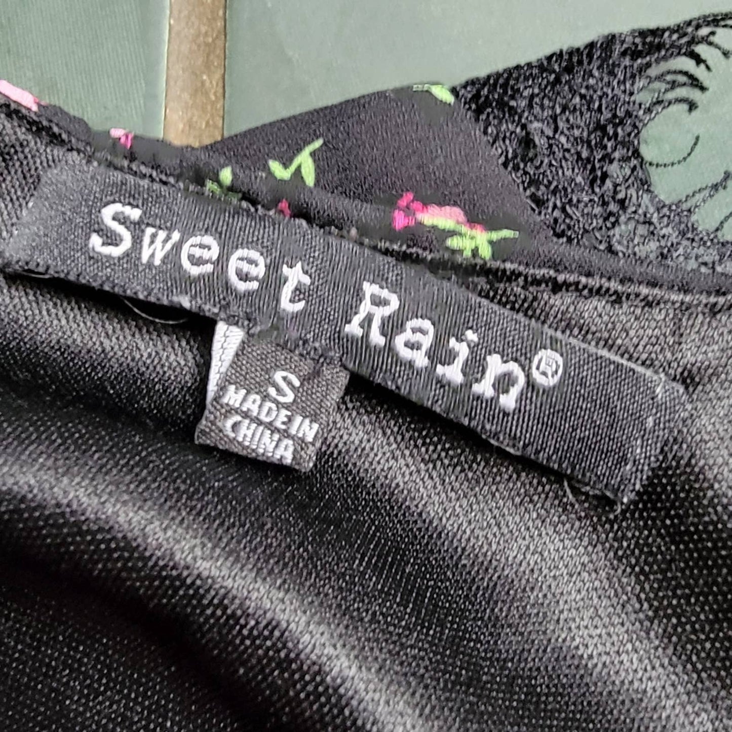 Sweet Rain Black Floral Eyelash Romper - S