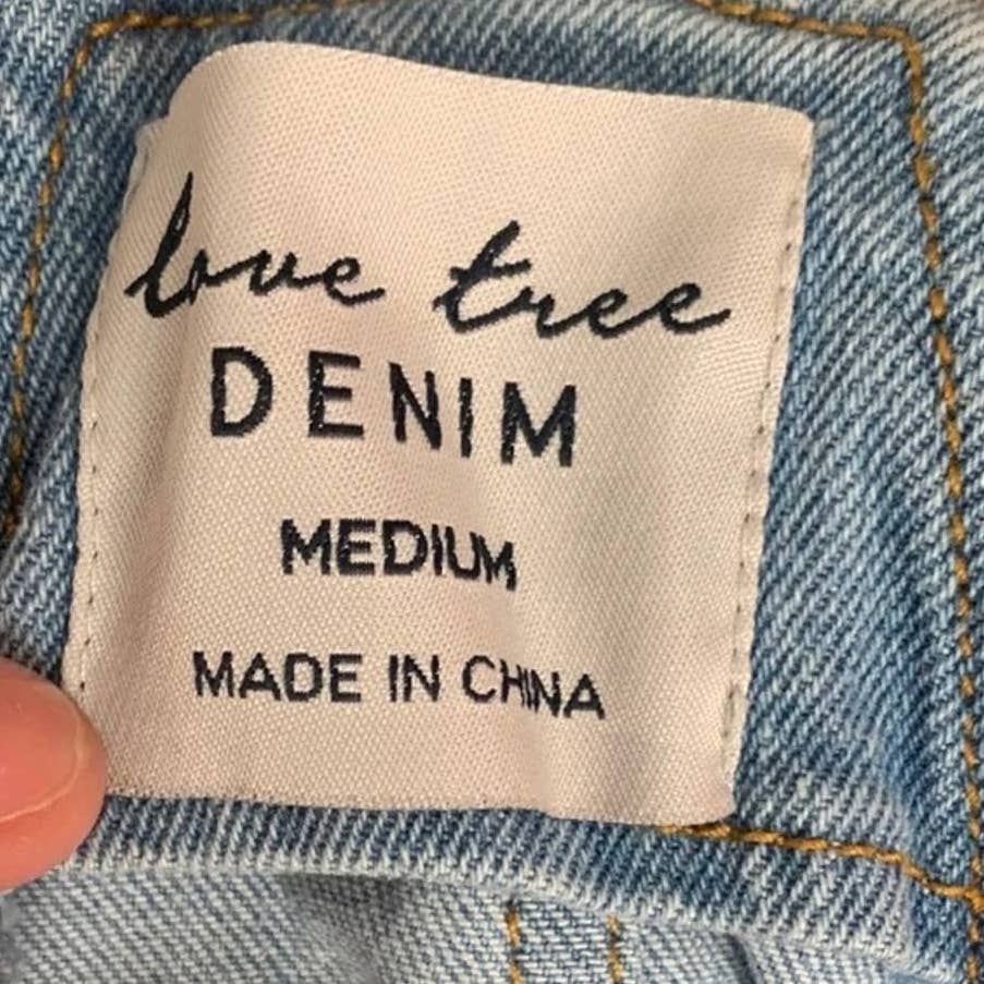 Love Tree Denim Shorts Overalls - M