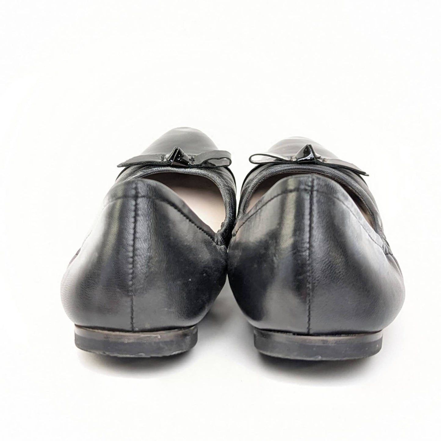 Cole Haan Grand OS Black Leather Ballet Bow Flats - 8