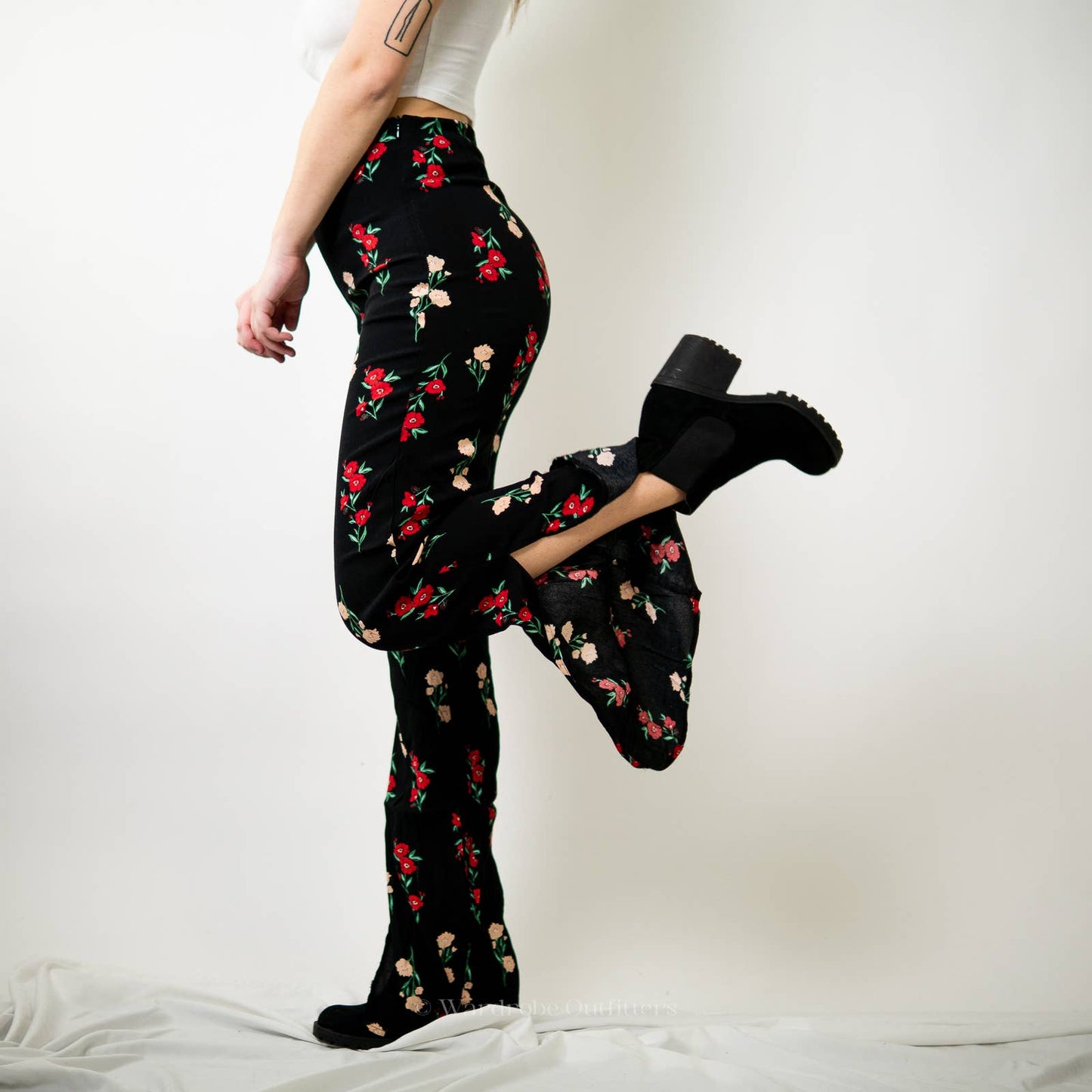 F21 Floral Wide Leg Pants - S