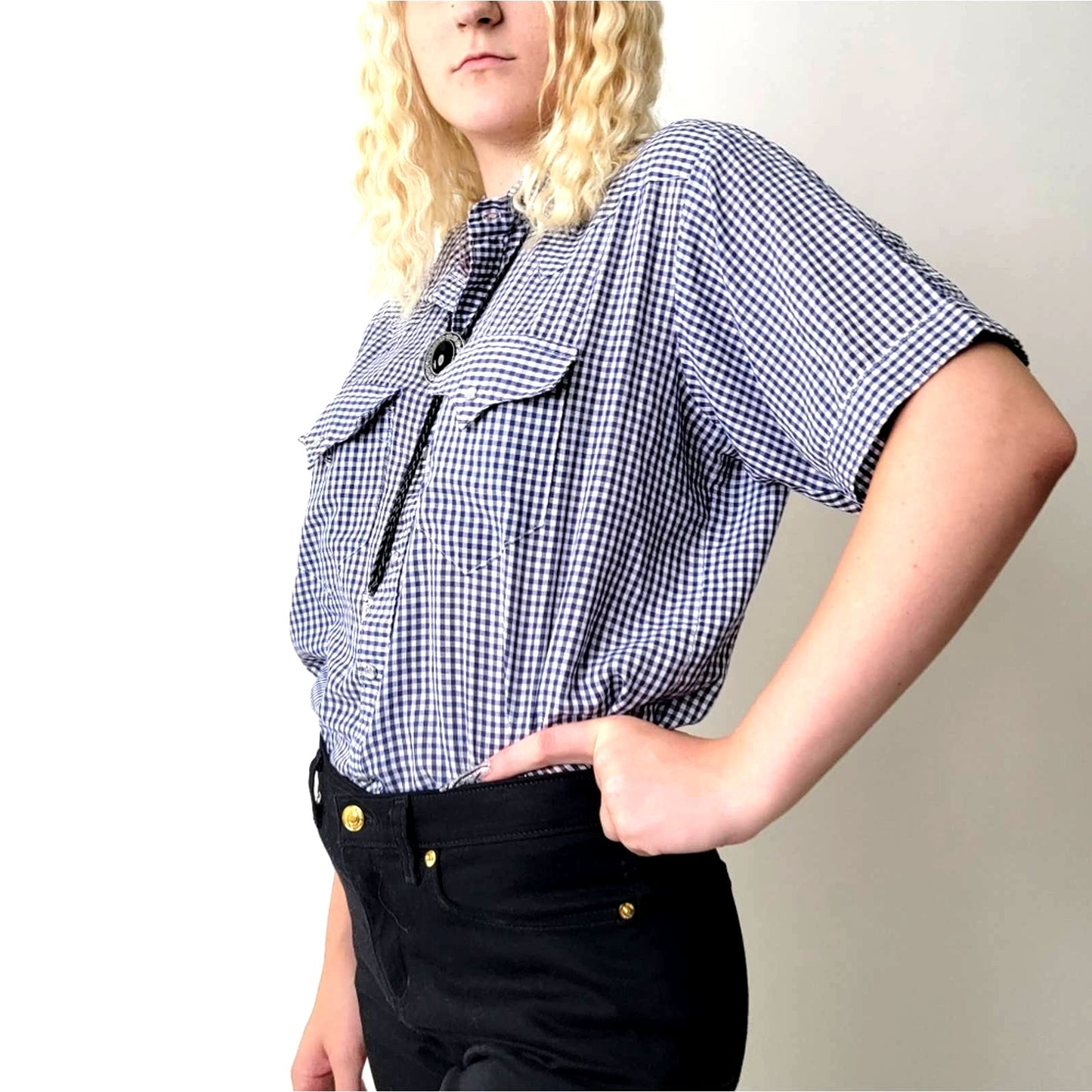 Vintage 70s Plaid Western Pearl Snap Shirt - S