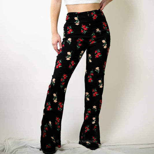 F21 Floral Wide Leg Pants - S