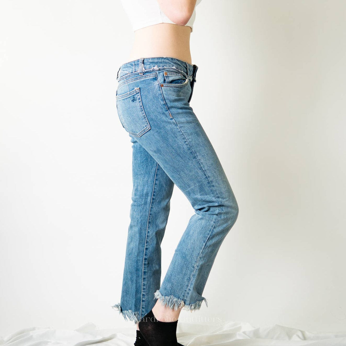 DL1961 Mara Frayed Hem Straight Ankle Crop Jeans