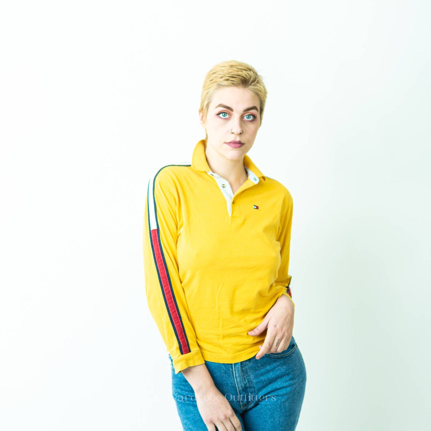 Vintage Y2K Tommy Hilfiger Color Block Long Sleeved Rugby Shirt
