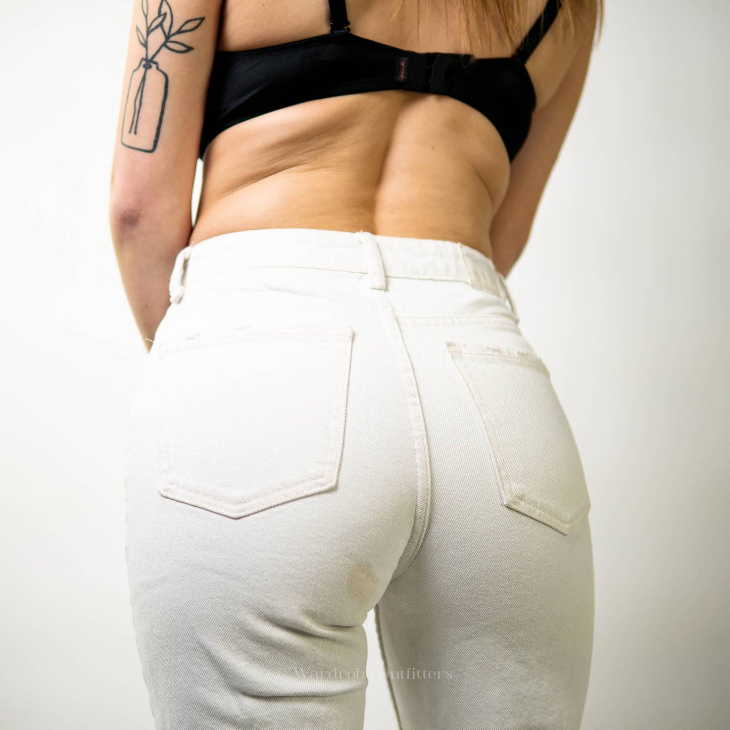 Bershka White Denim High Rise Mom Jeans - 2