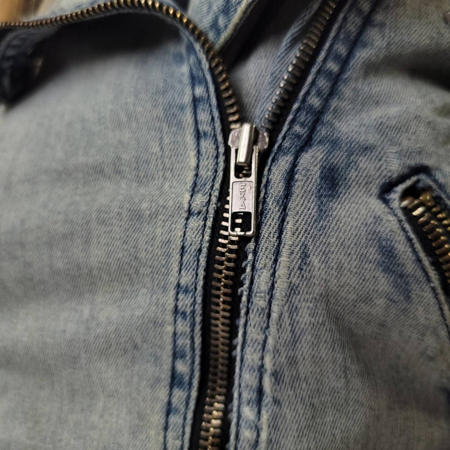 Distressed Denim Acid Wash Jean Jacket Vest - S