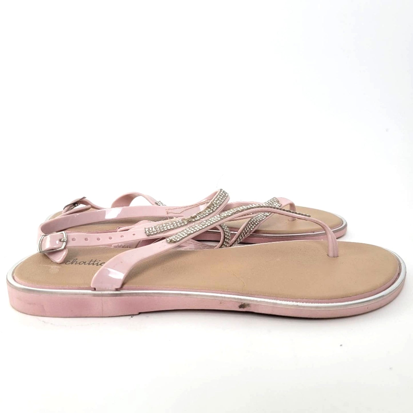 Chatties Pink Rhinestone Thong Flip Flop Sandals - 9.5/10