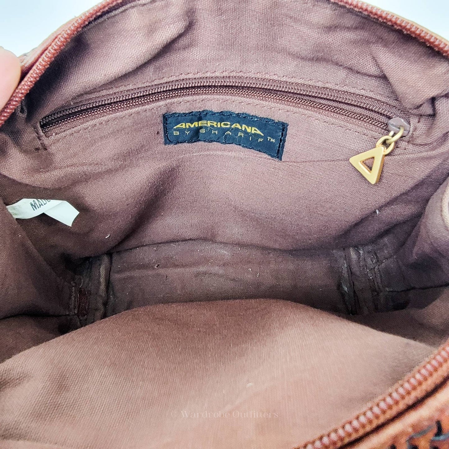 Americana By Sharif Women's Brown Clutch Makeup Bag Woven Purse