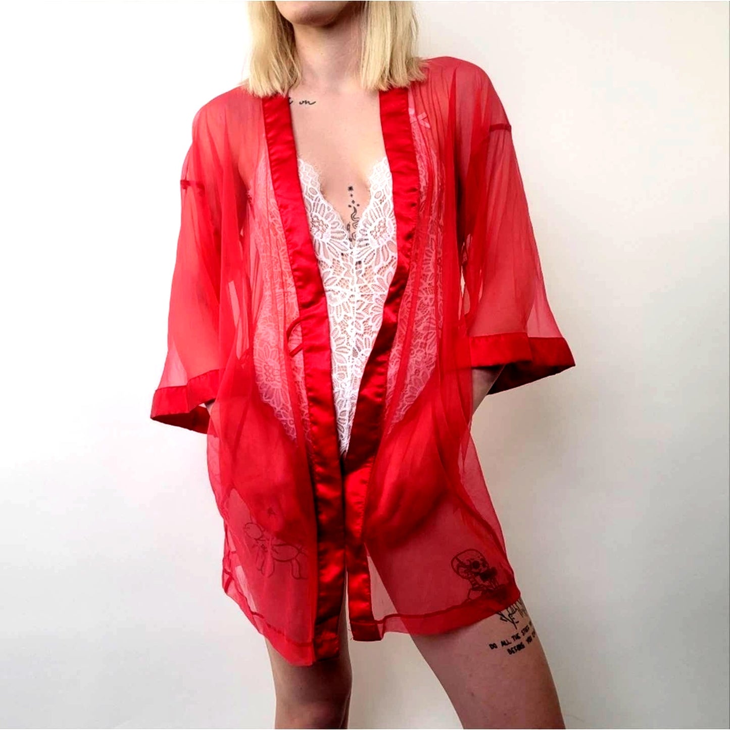 Vintage 60’s Chiffon Sheer Boudoir Pin Up Cover Nightie