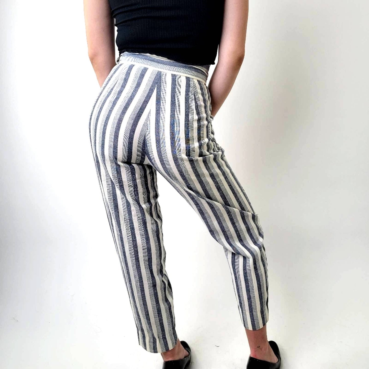 Vintage 70s Stonybrook Striped High Rise Straight Leg Pants