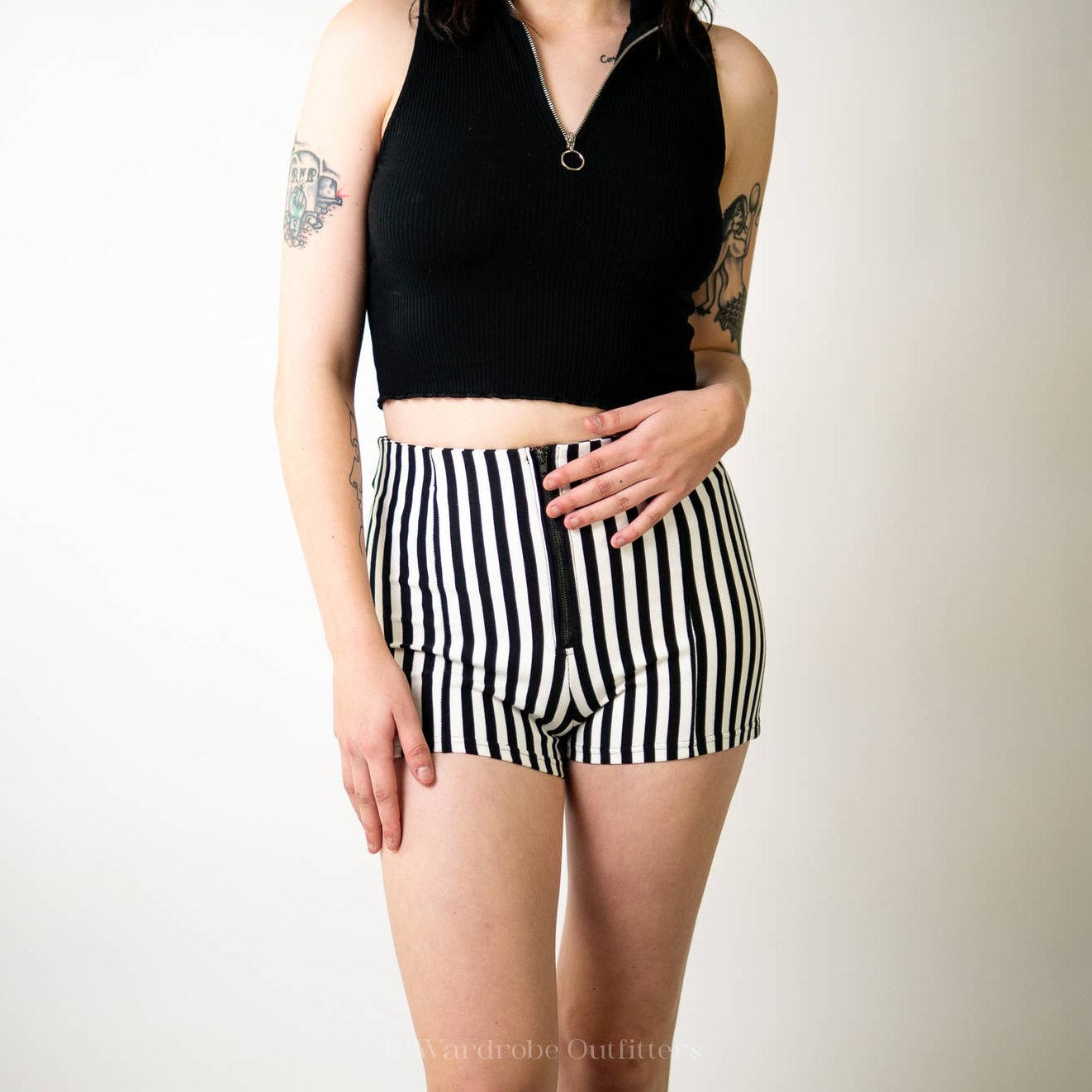 F21 Black x White High Rise Shorts