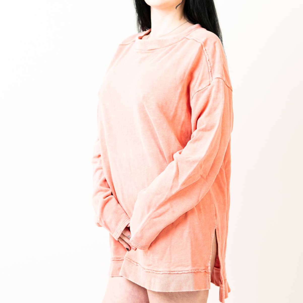 Anthropologie Pilcro Salmon Pink Long Sleeve Sweater Dress