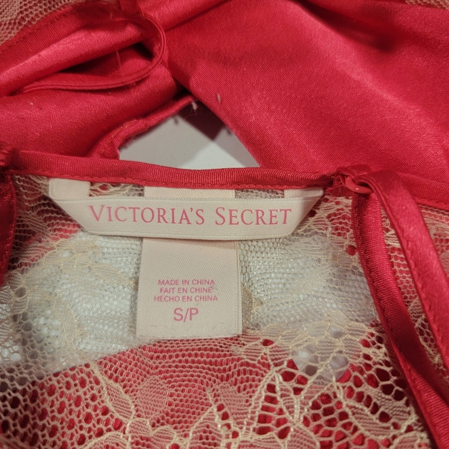 Victoria's Secret Red Silk and Lace Cami - S