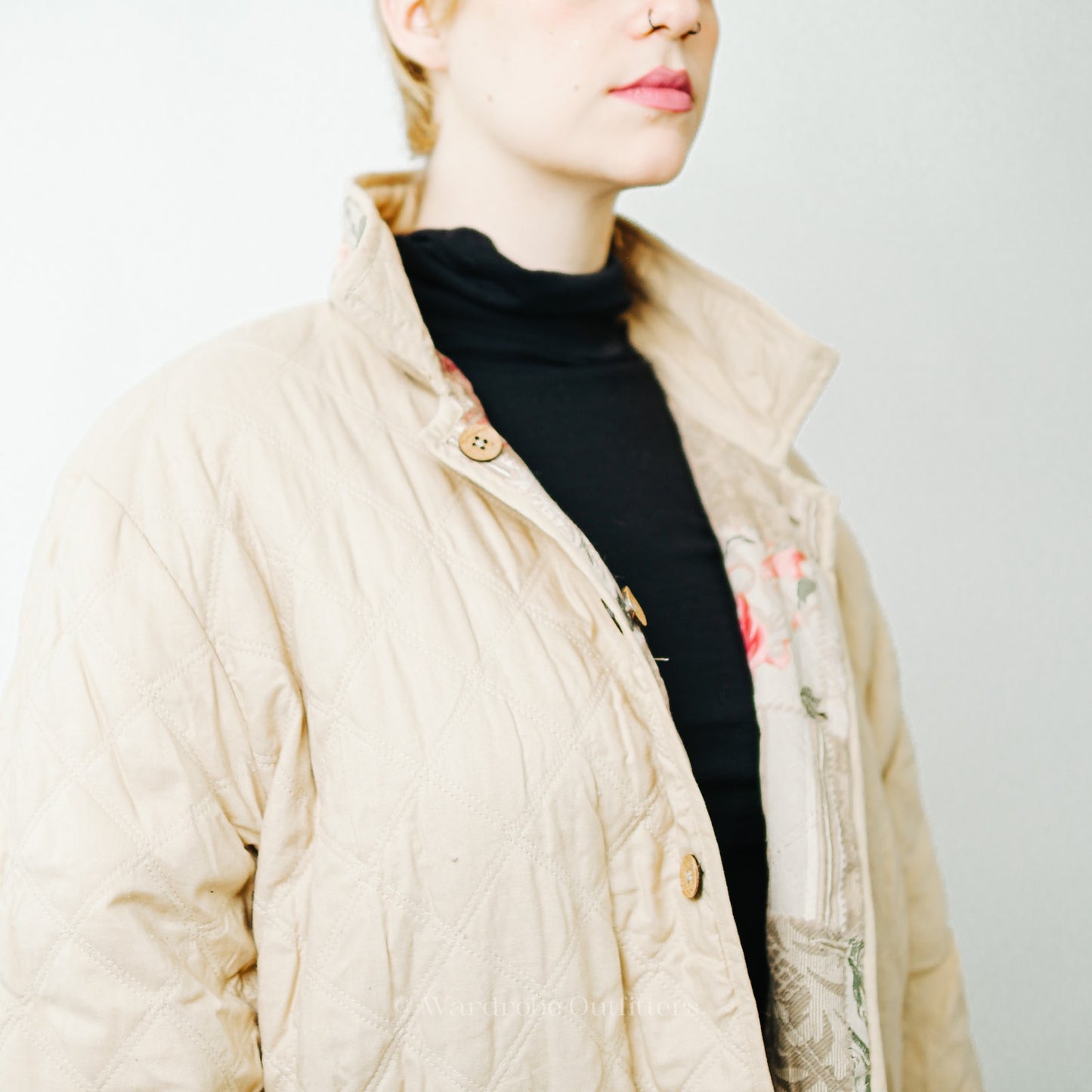 Vintage 90s Handmade Reversible Floral Quilted Jacket