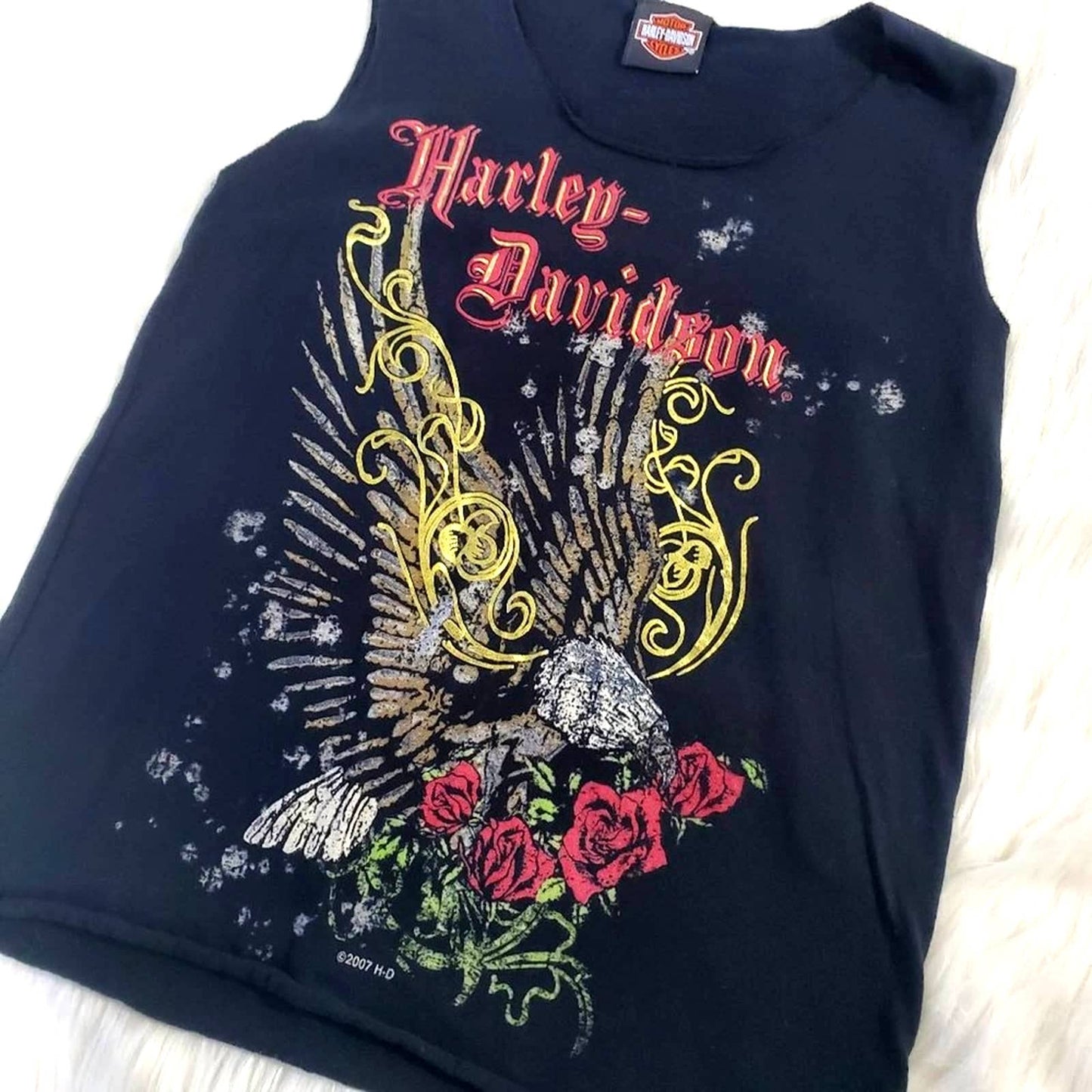 Vintage 90s Harley Davidson Biker Motorcycle Cutoff