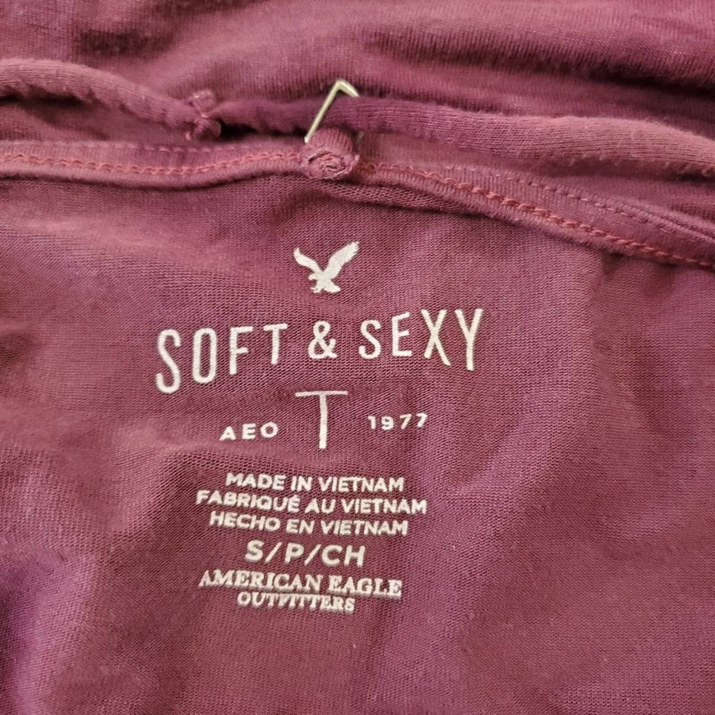 American Eagle Outfitters Burgundy Tie Die Criss Cross Halter Tee - S